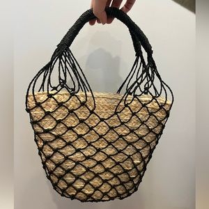 J. Crew Sedona Basket Bag in Straw - Black